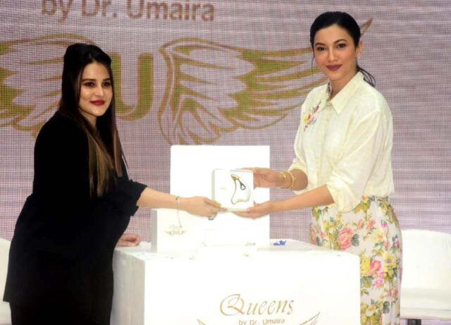 Bollywood actress Gauahar Khan launches 'Queens Lift', a premium skin care brand by Dr. Umaira #gauaharkhan #queenslift #skincare #drumaira Photo courtesy - @theazharkhan