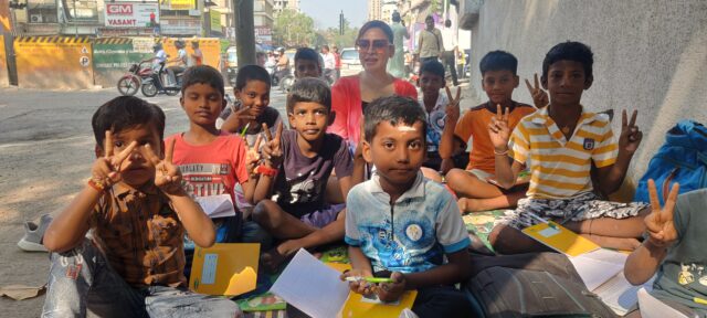 Actress Kavya Keeran helps out street kids while distributing books and Pens Actress Kavya Keeran helps out street kids while distributing books and Pens