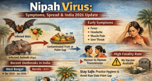 Understanding Nipah Virus: Symptoms, Transmission & India 2026 Update Nipah virus transmission cycle from bats to humans