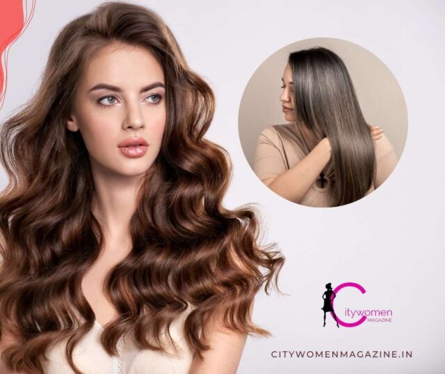 Woman with glossy espresso hair color