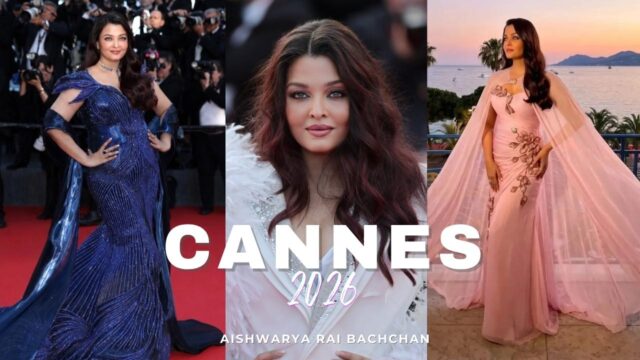 Aishwarya Rai Bachchan at Cannes 2026 wearing couture looks by Amit Aggarwal, Sophie Couture and Cheney Chan on the red carpet. Aishwarya Rai Bachchan at Cannes 2026 showcasing iconic fashion looks representing strength, femininity, and modern womanhood.