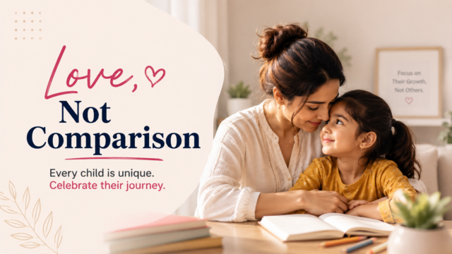 Parent encouraging a child with a smile, promoting confidence and self-belief