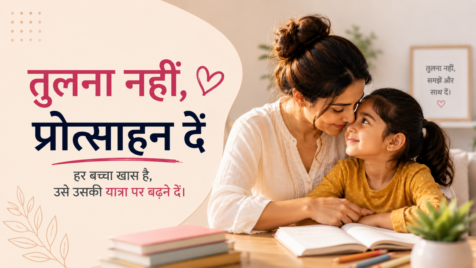 माता-पिता अपने बच्चे को मुस्कुराते हुए प्रोत्साहित करते हुए, आत्मविश्वास और आत्म-विश्वास को बढ़ावा देते हुए