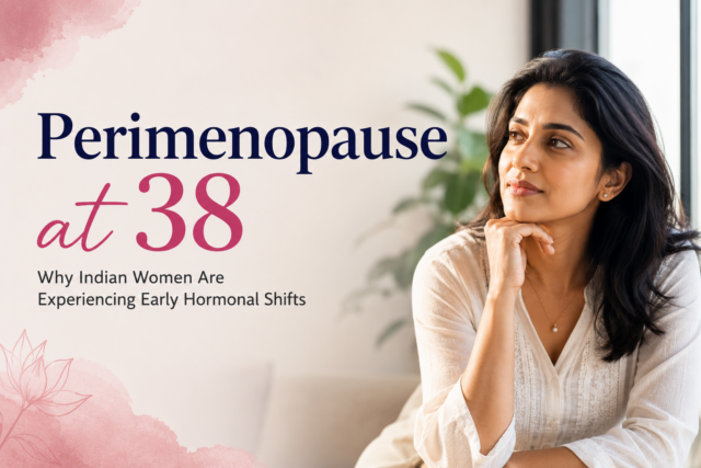 Indian woman consulting healthcare professional about early perimenopause and hormonal health symptoms