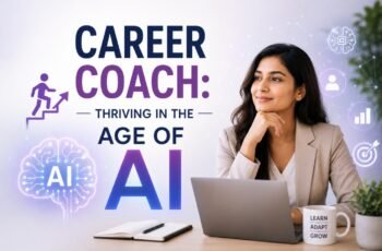 Confident woman using AI tools to enhance her career growth