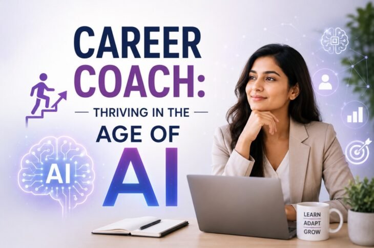Confident woman using AI tools to enhance her career growth
