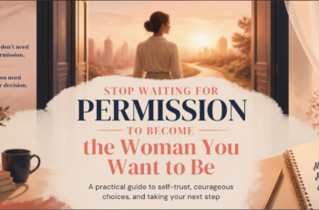 Woman taking a confident step forward while reflecting on her goals and future.