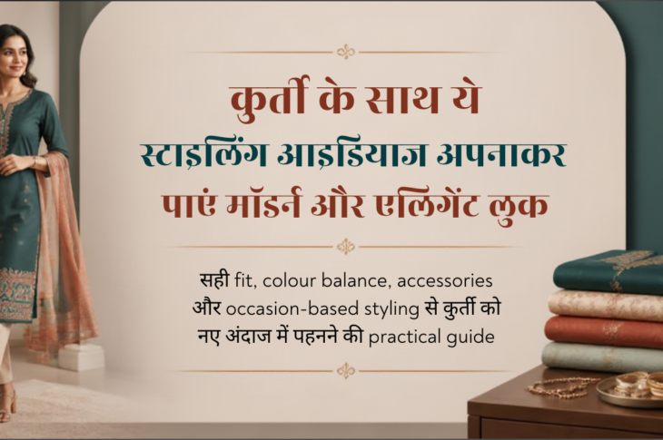 कुर्ती के साथ modern और elegant styling में खड़ी सामान्य भारतीय महिला