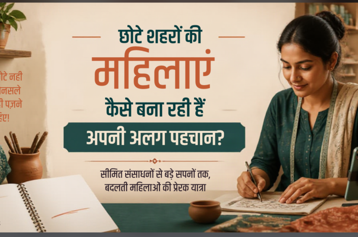 छोटे शहर की महिला अपने हुनर और डिजिटल काम के जरिए नई पहचान बनाते हुए